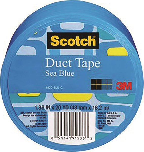 3M 920-BLU-C Duct Tape, 20 yd L, 1.88 in W, Cloth Backing, Sea Blue