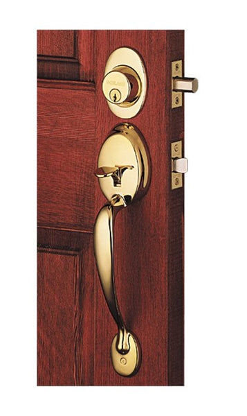 Schlage Plymouth Series F60VPLY/PLY505 Handleset, 1 Grade, Keyed Different Key, Solid Brass, Brass, C Keyway