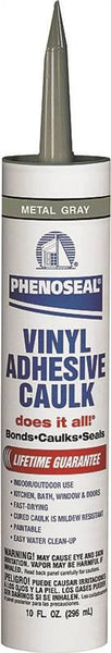 DAP PHENOSEAL 04102 Vinyl Adhesive Caulk, Gray, 48 hr Curing, -20 to 180 deg F, 10 oz Cartridge