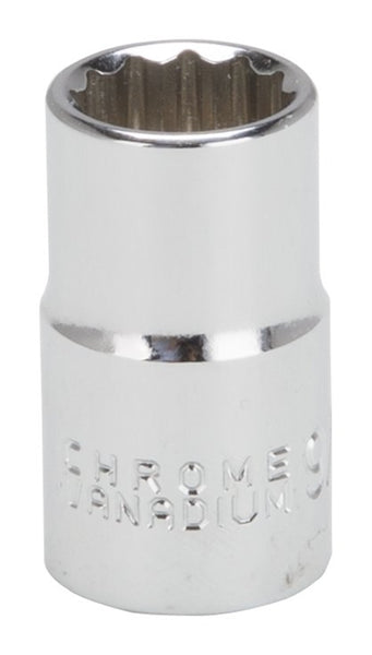 Vulcan MT6515738 Drive Socket, 9/16 in Socket, 1/2 in Drive, 12-Point, Chrome Vanadium Steel, Chrome