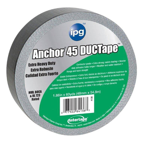IPG 4138 Duct Tape, 60 yd L, 1.88 in W, Polyethylene-Coated Cloth Backing, Silver