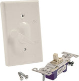 HUBBELL 5121-1 Toggle Cover, 4-39/64 in L, 2-53/64 in W, Metal, White, Powder-Coated