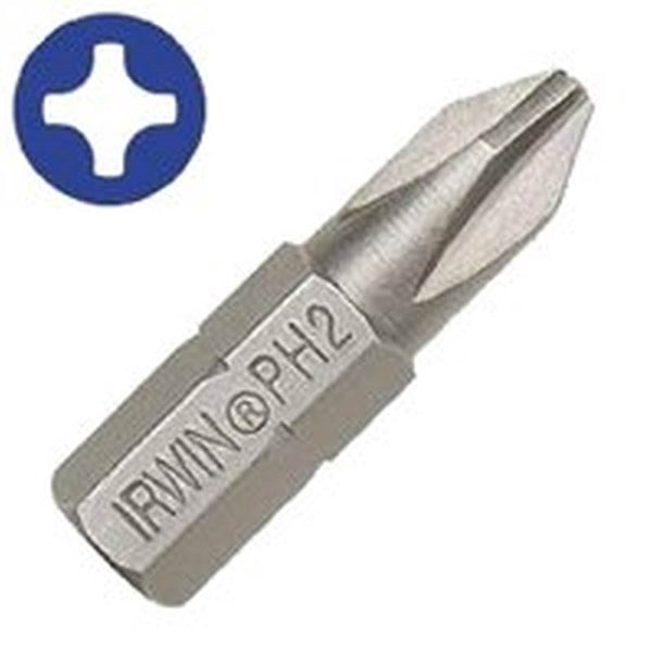 IRWIN 3510472C Insert Bit, #2 Drive, Phillips/Slotted Drive, 1/4 in Shank, Hex Shank, 1 in L, Steel