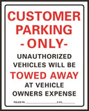 HY-KO 700 Parking Sign, Rectangular, Black/Red Legend, White Background, Plastic, 15 in W x 19 in H Dimensions