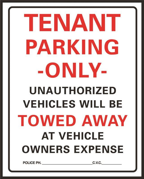 HY-KO 701 Parking Sign, Rectangular, Black/Red Legend, White Background, Plastic, 15 in W x 19 in H Dimensions