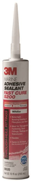 3M 06520 Adhesive Sealant, White, 5 to 7 days Curing, -40 to -190 deg F, 10 oz Cartridge