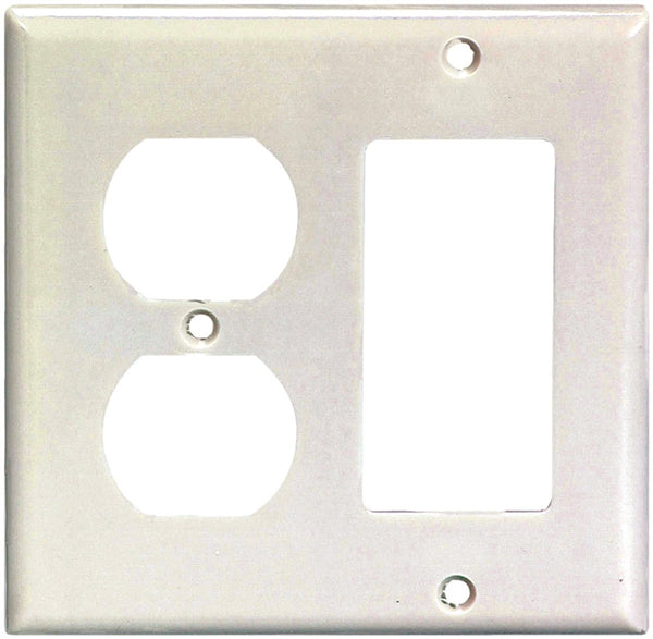 Eaton Wiring Devices 2157W-BOX Combination Wallplate, 4-1/2 in L, 4-9/16 in W, 2 -Gang, Thermoset, White