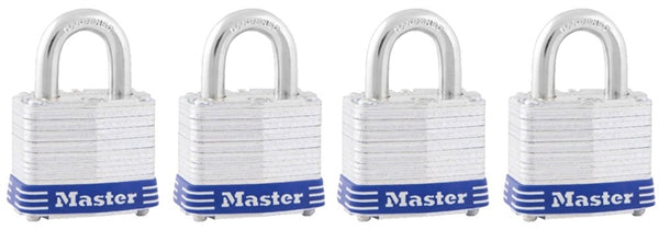 Master Lock 3008D Padlock, Keyed Alike Key, 9/32 in Dia Shackle, 3/4 in H Shackle, Steel Shackle, Steel Body, Laminated