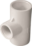 LASCO 402101BC Reducing Pipe Tee, 3/4 x 1/2 in, Slip x FPT, PVC, White, SCH 40 Schedule, 450 psi Pressure