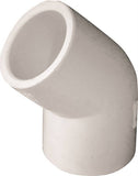 LASCO 417005BC Pipe Elbow, 1/2 in, Slip, 45 deg Angle, PVC, White, SCH 40 Schedule, 360 psi Pressure