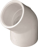 LASCO 417010BC Pipe Elbow, 1 in, Slip, 45 deg Angle, PVC, White, SCH 40 Schedule, 450 psi Pressure