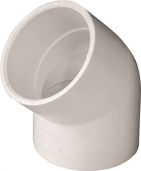 LASCO 417020BC Pipe Elbow, 2 in, Slip, 45 deg Angle, PVC, SCH 40 Schedule, 280 psi Pressure