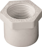 LASCO 438131 Reducer Bushing, 1 x 3/4 in, Spigot x FPT, PVC, White, SCH 40 Schedule, 270 psi Pressure