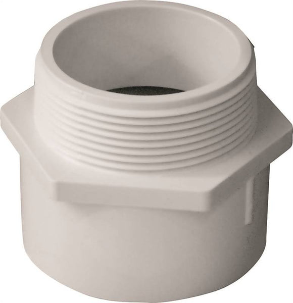 LASCO 436020BC Pipe Adapter, 2 in, MPT x Slip, PVC, White, SCH 40 Schedule, 280 psi Pressure