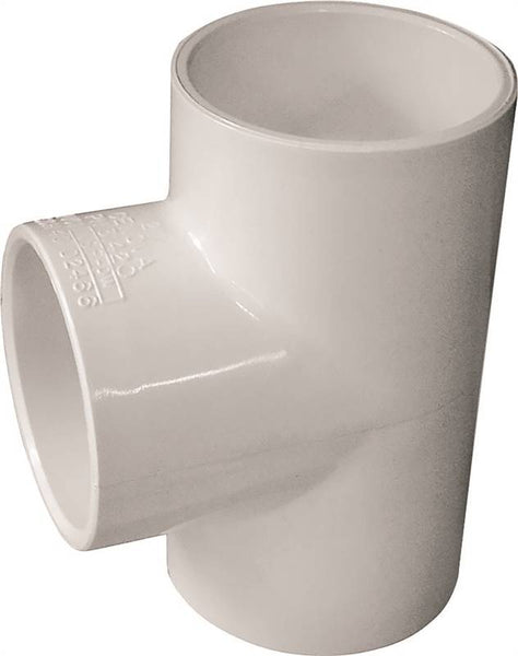 LASCO 401020BC Pipe Tee, 2 in, Slip, PVC, White, SCH 40 Schedule, 280 psi Pressure