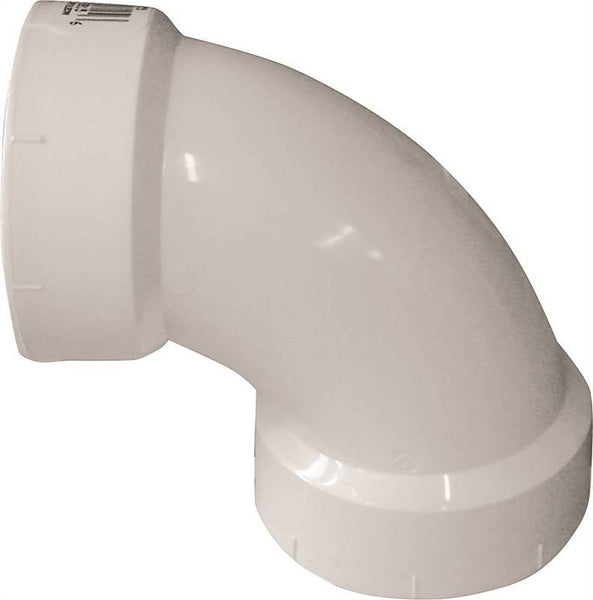 CANPLAS 192251L Sanitary Pipe Elbow, 1-1/2 in, Hub, 90 deg Angle, PVC, White