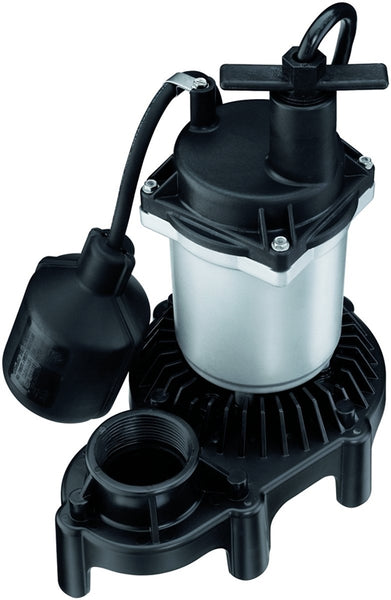 Simer 2163 Sump Pump, 1-Phase, 3.9 A, 115 V, 0.33 hp, 1-1/2 in Outlet, 22 ft Max Head, 660 gph, Thermoplastic