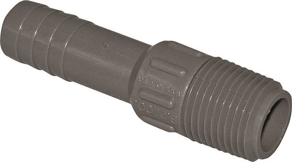 Boshart UPPA-05 Pipe Adapter, 1/2 in, MPT x Insert, Polyethylene, Gray
