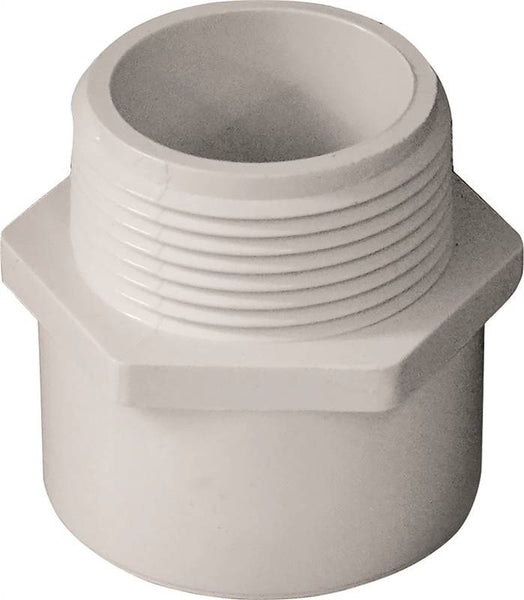 LASCO 436012BC Pipe Adapter, 1-1/4 in, MPT x Slip, PVC, White, SCH 40 Schedule, 370 psi Pressure