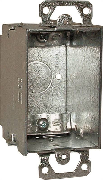 RACO 519 Switch Box, 1 -Gang, 5 -Knockout, 1/2 in Knockout, Steel, Gray, Galvanized