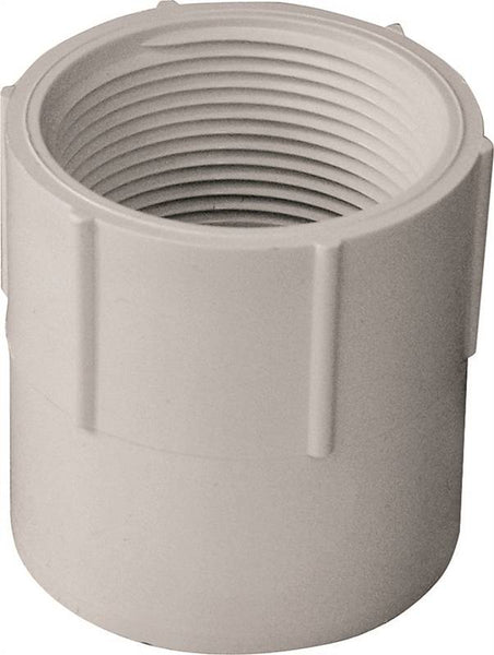 LASCO 435015BC Pipe Adapter, 1-1/2 in, Slip x FPT, PVC, White, SCH 40 Schedule, 330 psi Pressure