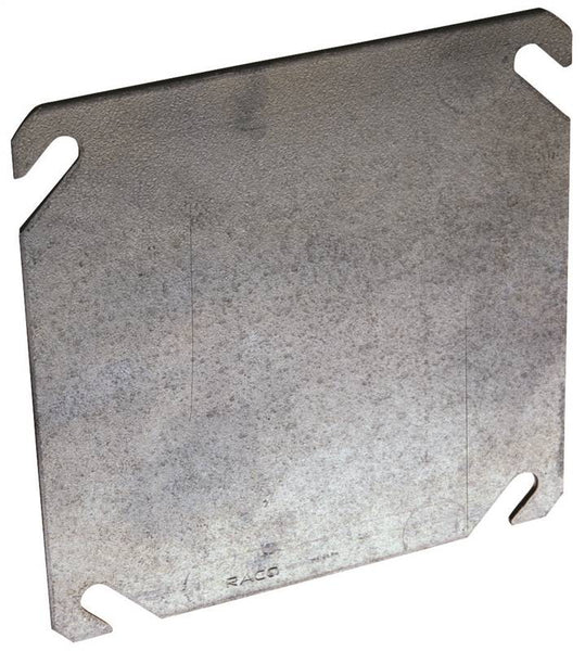 RACO 8752 Box Cover, 0.063 in L, 4.06 in W, Square, 2 -Gang, Steel, Gray, Pre-Galvanized
