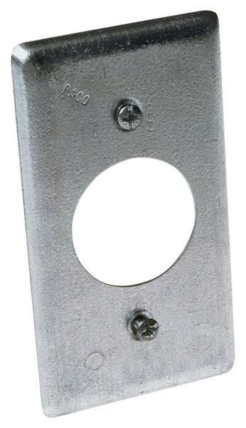 RACO 863 Handy Box Cover, 1-13/32 in Dia, 4-3/16 in L, 2-5/16 in W, Galvanized Steel, Gray