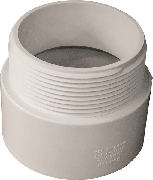 CANPLAS 192873 Pipe Adapter, 3 in, MNPT x Hub, PVC, White