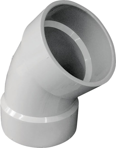 CANPLAS 192504 Sanitary Pipe Elbow, 4 in, Hub, 45 deg Angle, PVC, White