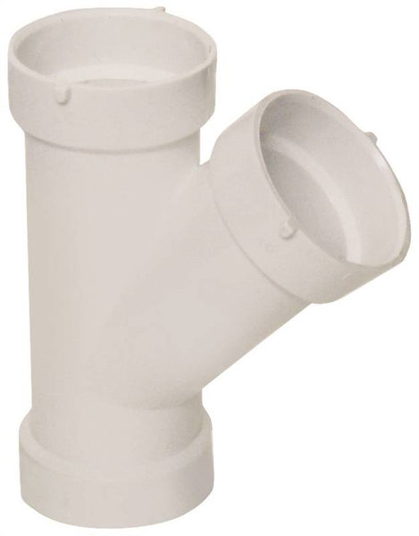 CANPLAS 192302L Pipe Wye, 2 in, Hub, PVC, White, SCH 40 Schedule