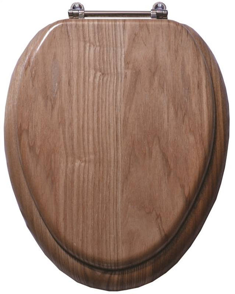 ProSource T-19WO-3L-C Toilet Seat, Elongated, MDF with Plastic Wood Veneer, Wood Color, Bar Hinge