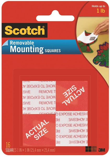 Scotch 108 Mounting Square, 1 in L, 1 in W, Black