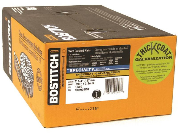 Bostitch C7R90BDG Siding Nail, 2-3/16 in L, Steel, Thickcoat, Full Round Head, Ring Shank