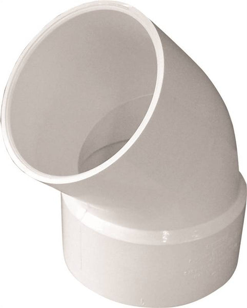 IPEX 414193BC Sewer Pipe Elbow, 3 in, Spigot x Hub, 45 deg Angle, PVC, White