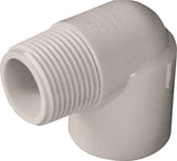 LASCO 410007BC Street Pipe Elbow, 3/4 in, MPT x Slip, 90 deg Angle, PVC, White, SCH 40 Schedule