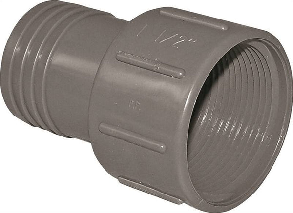 Boshart UPVCFA-15 Pipe Adapter, 1-1-2 in, FPT x Insert, PVC, Gray