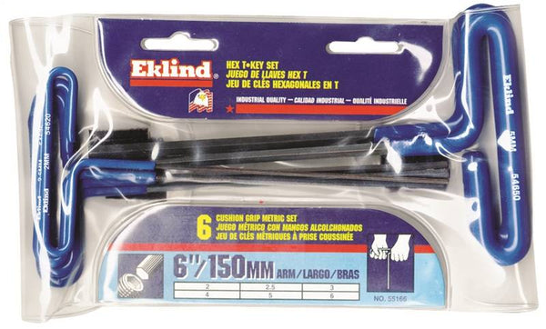 Eklind 55166 Hex T-Key Set, 6-Piece, Steel, Black