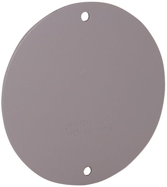 HUBBELL 5374-0 Cover, 4-1-8 in W, Round, Aluminum, Gray, Powder-Coated