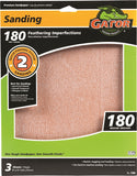 Gator 7265 Sanding Sheet, 11 in L, 9 in W, Extra Fine, 180 Grit, Aluminum Oxide Abrasive, Paper Backing