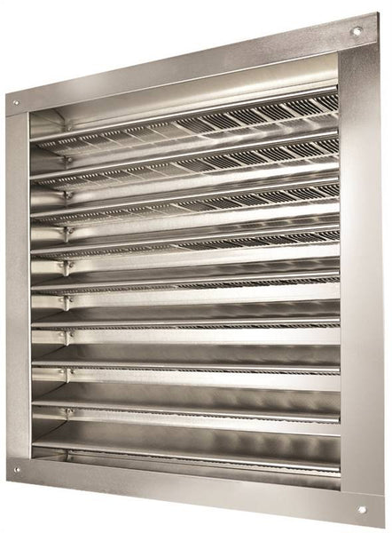 Master Flow DA1212 Dual Louver, 14-3/4 in L, 14-1/2 in W, Aluminum, White, Mill