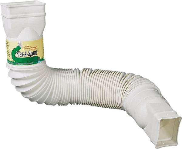 Amerimax Flex-A-Spout Series 85510 Downspout Extension, 22 to 55 in L Extended, White