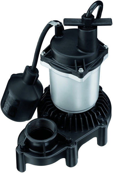 Flotec FPZS33T Sump Pump, 1-Phase, 4 A, 115 V, 0.33 hp, 1-1/2 in Outlet, 22 ft Max Head, 660 gph, Thermoplastic