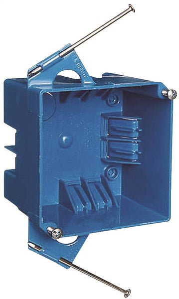 Carlon B432A-UPC Outlet Box, 4 -Gang, Thermoplastic, Blue, Captive Nail Mounting