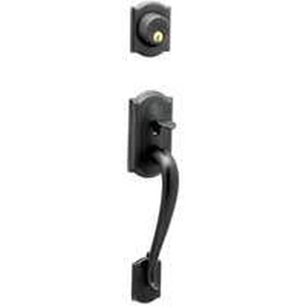 Schlage Camelot Series F58CAM716 Handleset, Keyed Different Key, Solid Brass, Aged Bronze, 2-3/8 x 2-3/4 in Backset