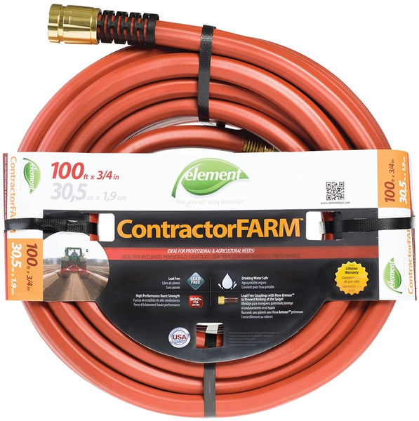 SWAN Element ContractorFARM ELCF34100 Water Hose with Aluminum Couplings, 100 ft L