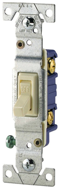 Eaton Wiring Devices 1301-7V Toggle Switch, 15 A, 120 V, Polycarbonate Housing Material, Ivory