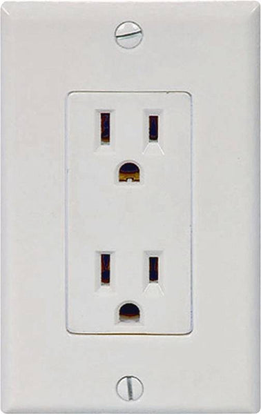 Eaton Wiring Devices C1507W Duplex Receptacle, 2 -Pole, 15 A, 125 V, Push-in, Side Wiring, NEMA: 5-15R, White