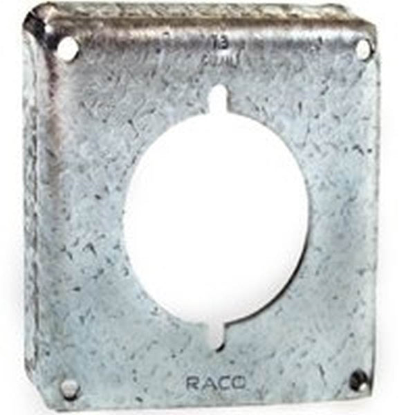 RACO 810C Exposed Work Cover, 2-9/64 in Dia, 4-3/16 in L, 4-3/16 in W, Square, Galvanized Steel, Gray