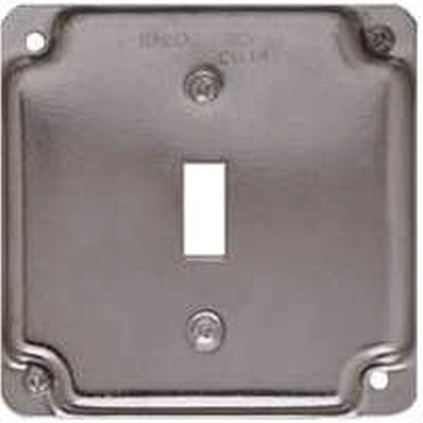RACO 800C Exposed Work Cover, 4-3/16 in L, 4-3/16 in W, Square, Galvanized Steel, Gray