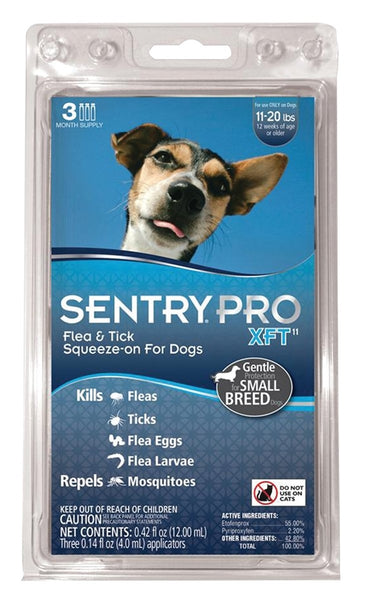 SENTRY PRO XFT 11 1843 Flea and Tick Squeeze-On, Liquid, 3 Count
